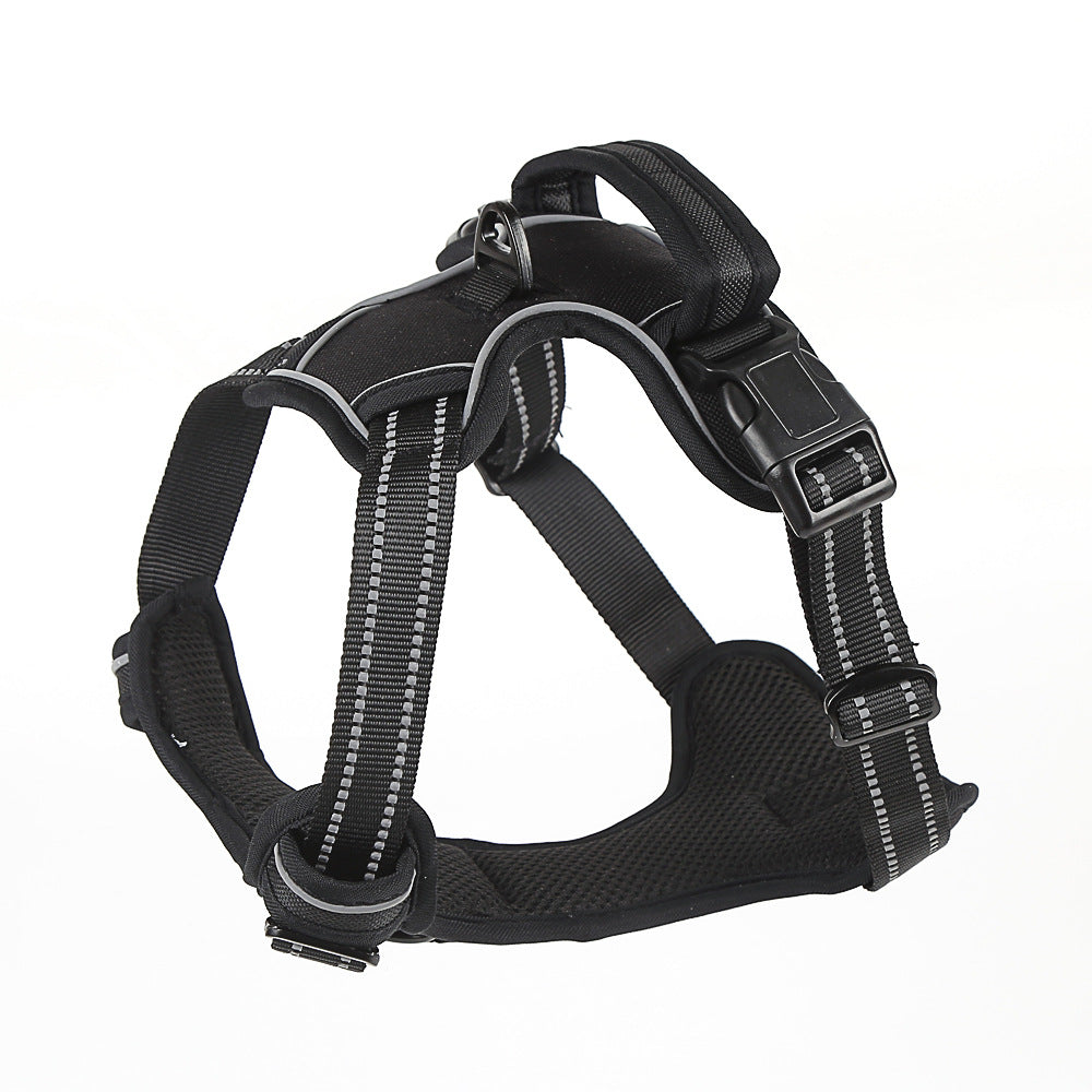 Reflekterande hundsele, svart västmodell med reflexdetaljer