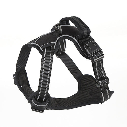 Reflekterande hundsele, svart västmodell med reflexdetaljer